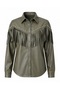 Droplu Tasseled Faux Leather Shirt - Khaki |   F2043 - Khaki - 4