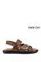 Men's Walnut Genuine Leather Sandals with Adjustable Velcro Straps