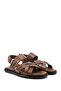 Men's Walnut Genuine Leather Sandals with Adjustable Velcro Straps - 2