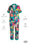 Global Traveler Women Satin Pajama Set Letter Patterned Short Sleeve Green