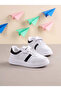 Children's Unisex White Black Comfortable Fit Side Striped Velcro Sneaker