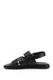 Men's Black Adjustable Velcro Strap Genuine Leather Sandals - 4