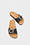 Lee Large Buckle Anatomical Cork Sole Leather Slippers - 5