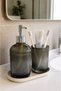 İnci̇ Glass 2-Piece Bathroom Set - Glass Liquid Soap Dispenser and Glass Toothbrush Holder ✨ Coffee Smoke-Cream Ceramic Plate Glass Toothbrush Holder Glass Bathroom Organizer Toothbrush Glass Soap Dish Bathroom Set Bathroom Decoration Toothpaste - 5
