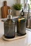 İnci̇ Glass 2-Piece Bathroom Set - Glass Liquid Soap Dispenser and Glass Toothbrush Holder ✨ Coffee Smoke-Cream Ceramic Plate Glass Toothbrush Holder Glass Bathroom Organizer Toothbrush Glass Soap Dish Bathroom Set Bathroom Decoration Toothpaste - 6