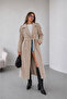 Women's epaulet waist belted lined stamp coat - 3