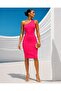 Fuchsia One-Shoulder Ribbed Midi Dress Tr0264