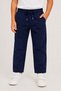 Boy's Navy Blue Jogger Pants, Linen Look, Elastic Waist with Laces, Comfortable Fit with Pockets - 4