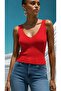 V-Neck, Cobalt Blue Color with Twill Red Tr079
