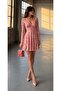 Pink Patterned Double-Breasted Collared Mini Dress 582250 - 3