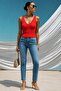 V-Neck, Cobalt Blue Color with Twill Red Tr079 - 3