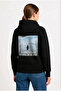 Oversize Hoodie - Survivor Penguin Themed, Philosophical Text Printed on the Back, Hooded Sweatshirt - Black