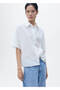 Linen blend short-sleeved shirt