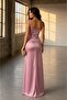 Siete Satin Evening Dress with Threaded Straps and Slits 582177 Gulkurusu - 4