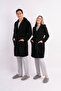 Black Hooded Welsoft Plush Unisex Dressing Gown