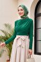 Green Sandy Blouse - Shoulder Pleated and Side Gathered