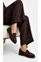 Olveni̇a Brown Suede Women's Casual Comfortable Loafer Shoes - Drawstring Penny Moccasin
