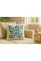 Decorative Throw Pillow Cover with Digital Printed Punch Embroidery Look Leaf Pattern