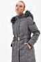 Goose Feather Padded Belted Coat Anthracite - 3