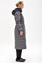 Goose Feather Padded Belted Coat Anthracite - 5