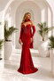 Women's Silvery Fabric Asymmetrical Collar Low-Cut Maxi Evening Dress - 7