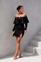 Women's Scuba Stretch Fabric Carmen Collar Mini Dress - 2