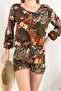 Women's v-neck belted balloon sleeve activewear set - 2