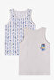Boy's Off-White Sardines Fish Patterned 2-Piece Undershirt