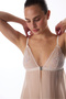 Beige Front Opening Embroidered Floral Babydoll - 5