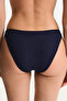 Navy Blue Hailey Minimal Textured Mid-Waist Bikini Bottom - 2