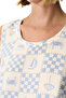 Blue Sun Kissed Gingham Patterned Athlete Pajama Top - 3