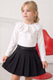Girl's Ecru Long Sleeve Crew Neck Scallop Detailed April 23 Body Blouse - 3