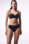 Black Lotus Striped Gathering Underwire Balconette Bikini Top - 5