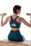 Turquoise Cross Back Sports Bra - 4