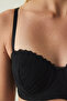 Black Lotus Embroidery Zebra Pattern Strapless Underwire Unpadded Bra - 4