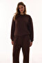 Brown Crew Neck Oversized Modal Sweatshirt - 3