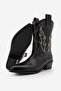 Women's Pointed Toe Cowboy Embroidered Western Boots Tevlus Black - 6