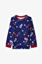 Navy Blue Boy's Bear Style Bear Patterned Thermal Effective Pajama Set - 2