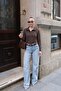 Brown Polo Neck Modal Fabric Blouse Long Sleeve T-Shirt - 2