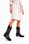 Women's Pointed Toe Cowboy Embroidered Western Boots Tevlus Black - 4