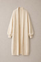 Women's Cream Shawl Collar Textured Balloon Sleeve Long Loose Cardigan - 2