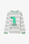 Light Gray Boys' Chess Play Dinosaur Patterned Thermal Effect Pajama Set - 2