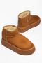 Mini Tan Suede Ankle Boots with Furry Inside Flat Sole Women's Shoes - 2