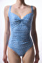 Blue Gathered Swimsuit - 4