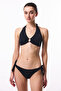 Black Clean Hot Gathering Halter Bikini Top - 4