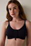 Black Easy Open Front Opening Wire-Free Triangle Bra - 2
