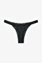 Black Comfortable Cotton Polka Dot Patterned Thong