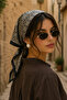 Mosaic Pattern Black Satin Bandana Scarf 50×50 cm