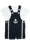 Baby Boy Ecru Navy Sailor Pattern Salopet Set - 2