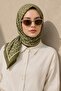 Minimal Geometry Pattern Khaki-Beige Soft Foulard Scarf 90X90 cm - 2